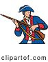 Vector Clip Art of Retro Cartoon American Patriot Militia Soldier Carrying a Musket Rifle by Patrimonio