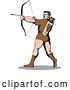 Vector Clip Art of Retro Cartoon Archer Guy Shooting an Arrow by Patrimonio