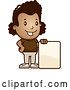 Vector Clip Art of Retro Cartoon Black Girl with a Blank Sign by Cory Thoman