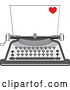 Vector Clip Art of Retro Cartoon Blank Piece of Paper in a Typewriter, a Little Red Heart in the Corner by Maria Bell
