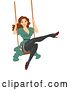 Vector Clip Art of Retro Cartoon Brunette Pinup Lady Swinging in Stockings by BNP Design Studio