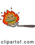 Vector Clip Art of Retro Cartoon Burger on Spatula by Lineartestpilot