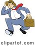Vector Clip Art of Retro Cartoon Business Man Holding on to His Hat and Running by Patrimonio