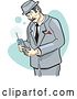 Vector Clip Art of Retro Cartoon Business Man Using a Cell Phone by Andy Nortnik