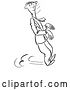 Vector Clip Art of Retro Cartoon Businessman Skidding to a Halt and Looking Back by Picsburg
