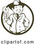 Vector Clip Art of Retro Cartoon Businessman Wearing a Fedora Hat and Holding Cash Money in a Cricle by Patrimonio