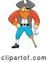 Vector Clip Art of Retro Cartoon Captain Pirate with a Peg Leg and Hook Hand by Patrimonio