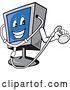 Vector Clip Art of Retro Cartoon Computer Monitor Mascot Holding a Diagnostics Stethoscope by Patrimonio