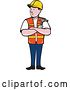 Vector Clip Art of Retro Cartoon Construction Worker Holding a Hammer in Folded Arms by Patrimonio