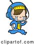 Vector Clip Art of Retro Cartoon Crying Astronaut Girl Running by Lineartestpilot