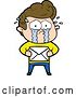 Vector Clip Art of Retro Cartoon Crying Guy Receiving Letter by Lineartestpilot