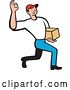 Vector Clip Art of Retro Cartoon Delivery Guy Gesturing Ok and Carrying a Package by Patrimonio