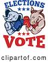 Vector Clip Art of Retro Cartoon Democratic Donkey and Republican Elephant Boxing with Elections Vote Text by Patrimonio