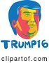 Vector Clip Art of Retro Cartoon Donald Trump Portrait over Text by Patrimonio