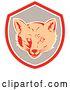 Vector Clip Art of Retro Cartoon Fox Face in a Gray Red and White Shield by Patrimonio