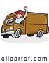 Vector Clip Art of Retro Cartoon Friendly White Male Delivery Truck Driver Waving by Patrimonio