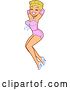 Vector Clip Art of Retro Cartoon Glamorous Blond White Bombshell Pinup Lady in a Pink Sexy Outfit by Clip Art Mascots