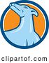 Vector Clip Art of Retro Cartoon Greyhound Dog in a Blue White and Orange Circle by Patrimonio