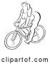 Vector Clip Art of Retro Cartoon Grumpy Lady Riding a Bike by Picsburg