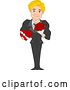 Vector Clip Art of Retro Cartoon Handsome Valentine Guy Holding a Chocolate Box and Bouquet by BNP Design Studio