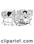 Vector Clip Art of Retro Cartoon Happy Couple Dining in a City Restaurant by Picsburg