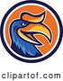 Vector Clip Art of Retro Cartoon Hornbill or Bucerotidae Bird Mascot in a Blue White and Orange Circle by Patrimonio