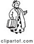 Vector Clip Art of Retro Cartoon Lady Carrying a Suitcase in by Picsburg