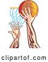 Vector Clip Art of Retro Cartoon Male Athlete Hands Dunking a Ball by Patrimonio