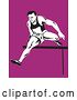 Vector Clip Art of Retro Cartoon Male Athlete Jumping a Hurdle 2 by Patrimonio