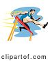 Vector Clip Art of Retro Cartoon Male Athlete Jumping a Hurdle 3 by Patrimonio
