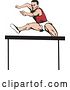 Vector Clip Art of Retro Cartoon Male Athlete Jumping a Hurdle 4 by Patrimonio