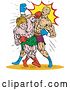 Vector Clip Art of Retro Cartoon Male Boxers Throwing Punches by Patrimonio