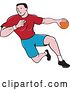 Vector Clip Art of Retro Cartoon Male Handball Player in Action by Patrimonio