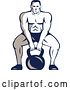 Vector Clip Art of Retro Cartoon Muscular Male Bodybuilder Athlete Squatting with a Kettlebell by Patrimonio