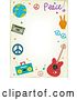 Vector Clip Art of Retro Cartoon Music and Peace Background with Copyspace by BNP Design Studio