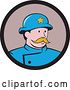 Vector Clip Art of Retro Cartoon New York Police Guy with a Mustache, in a Circle by Patrimonio