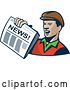 Vector Clip Art of Retro Cartoon Newspaper Boy Holding out a Paper by Patrimonio