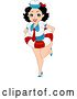 Vector Clip Art of Retro Cartoon Pinup Sailor Lady Wearing a Life Buoy by BNP Design Studio