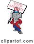 Vector Clip Art of Retro Cartoon Political Republican Elephant Holding a Vote American Sign by Patrimonio