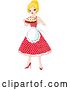 Vector Clip Art of Retro Cartoon Pretty Blond Lady an Apron and Polka Dot Dress, Holding a Cake by Pushkin