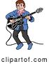 Vector Clip Art of Retro Cartoon Rockabilly Musician Guy Playing a Guitar by LaffToon