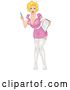 Vector Clip Art of Retro Cartoon Sexy Female Nurse Pinup Holding a Syringe and Chart by BNP Design Studio