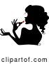 Vector Clip Art of Retro Cartoon Silhouetted Lady Applying Red Liptstick by BNP Design Studio