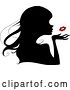 Vector Clip Art of Retro Cartoon Silhouetted Lady Blowing a Red Kiss by BNP Design Studio