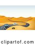 Vector Clip Art of Retro Cartoon Slug Bug Cars on a Desert Road by