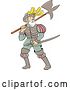 Vector Clip Art of Retro Cartoon Spanish Conquistador Carrying a Sword and Axe by Patrimonio