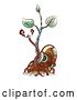 Vector Clip Art of Retro Cartoon Steampunk Sprouting Bean Seedling Plant with Metal Cables by BNP Design Studio
