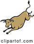 Vector Clip Art of Retro Cartoon Styled Running Brown Texas Longhorn Bull by Patrimonio