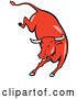 Vector Clip Art of Retro Cartoon Styled Running Red Texas Longhorn Bull by Patrimonio