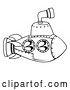 Vector Clip Art of Retro Cartoon Submarine Outline by AtStockIllustration